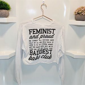 Feminist‎ Custom Crop Top Rose decal on chest
